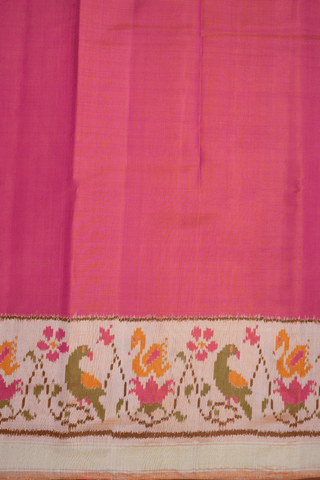 Contrast Border Plain Coral Pink Patola Silk Saree