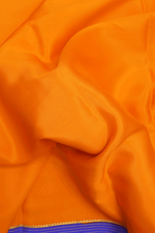 Contrast Border Plain Royal Orange Mysore Silk Saree