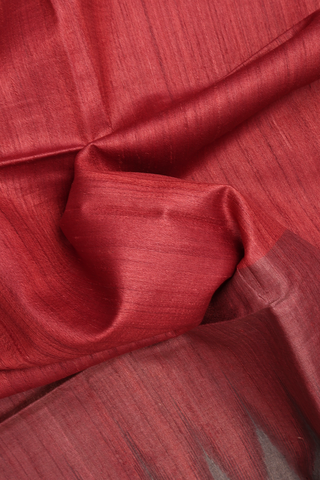 Contrast Border Plain Rust Red Tussar Silk Saree