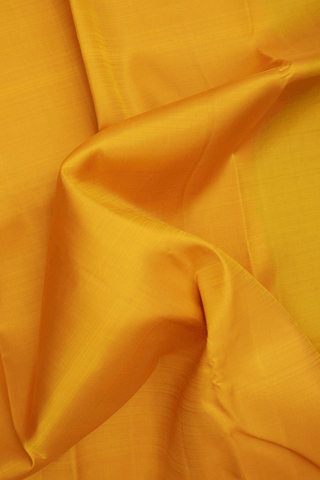 Contrast Border Plain Saffron Yellow Kanchipuram Silk Saree