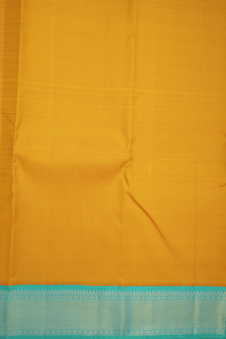 Contrast Border Plain Saffron Yellow Kanchipuram Silk Saree