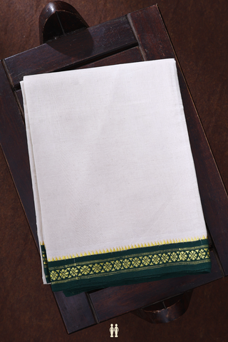 Contrast Border White Cotton Dhoti