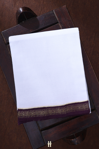 Contrast Border White Cotton Dhoti