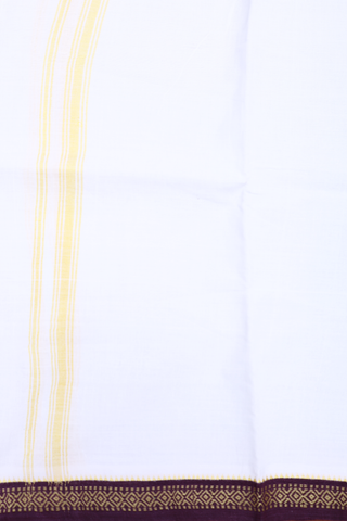 Contrast Border White Cotton Dhoti