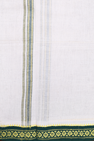 Contrast Border White Cotton Dhoti