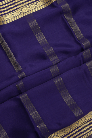 Contrast Zari Border Plain Azure Blue Mysore Silk Saree