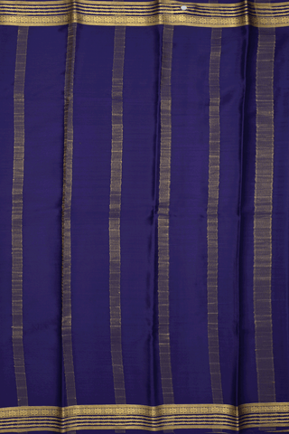 Contrast Zari Border Plain Azure Blue Mysore Silk Saree