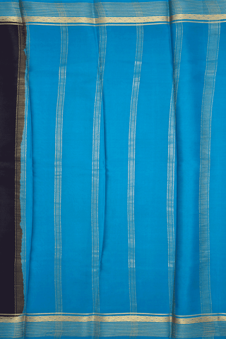 Contrast Zari Border Plain Midnight Blue Mysore Silk Saree