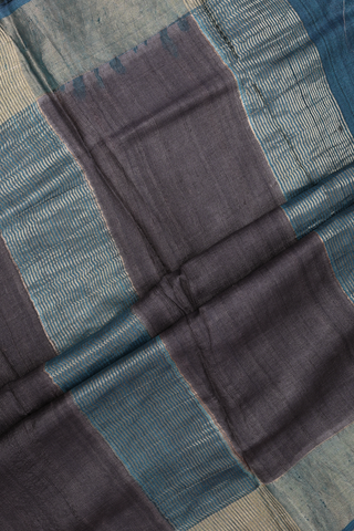 Cow Printed Design Teal Blue Tussar Silk Saree