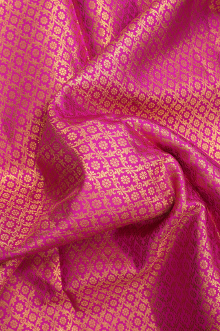 Kanchipuram Silk Saree In Magenta With Floral Design