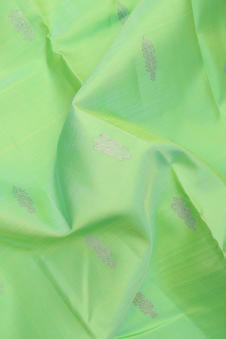 Kanchipuram Silk Saree In Mint Green With Zari Motifs