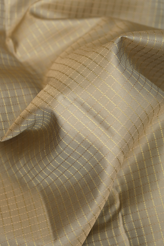 Kanchipuram Silk Saree In Khaki Color With Checked Design