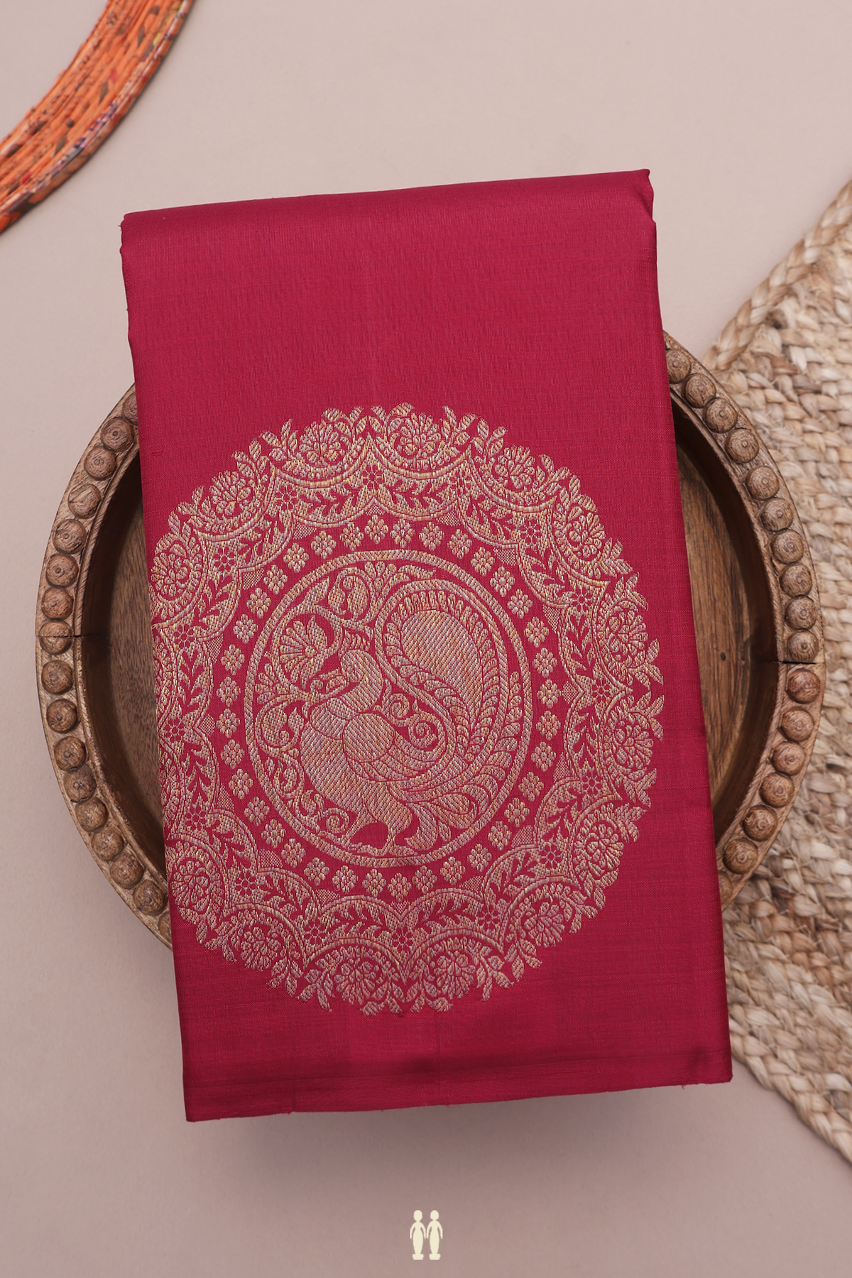 Kanchipuram Silk Saree In Ruby Red With Mandala Zari Design