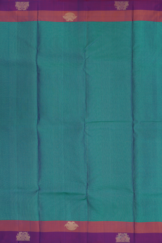 Kanchipuram Silk Saree In Teal Blue With Stripes Design