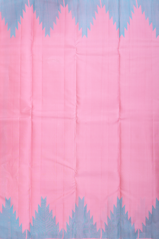 Kanchipuram Silk Saree In Pink With Temple Border