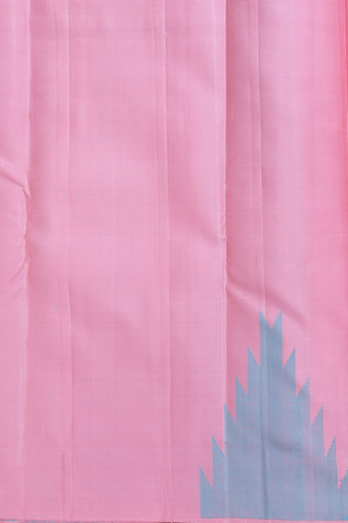 Kanchipuram Silk Saree In Pink With Temple Border