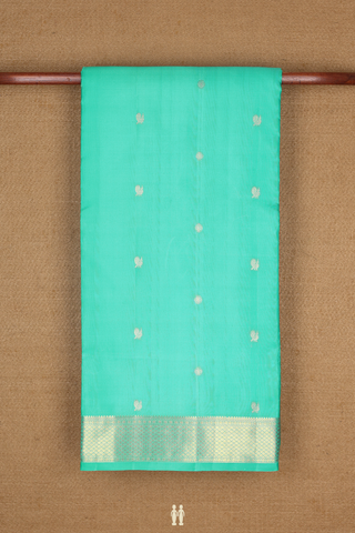 Nine Yards Silk Saree In Mint Blue With Peacock Buttas