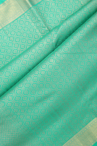 Nine Yards Silk Saree In Mint Blue With Peacock Buttas