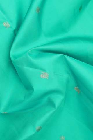 Nine Yards Silk Saree In Mint Blue With Peacock Buttas