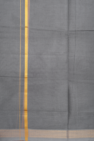 Zari Border Stone Grey Cotton Dhoti