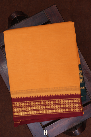 Ganga Jamuna Border Orange Cotton Dhoti With Angavastram Set