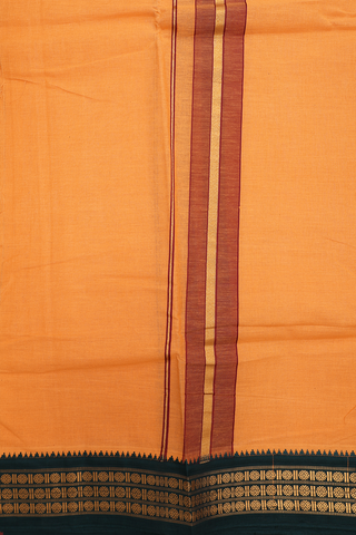 Ganga Jamuna Border Orange Cotton Dhoti With Angavastram Set