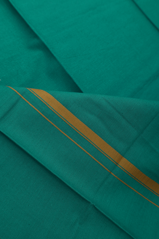 Contrast Border Peacock Green Cotton Dhoti