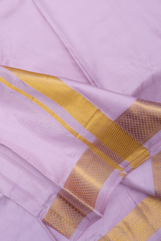 Diamond Border Lilac Purple Silk Dhoti With Angavastram Set