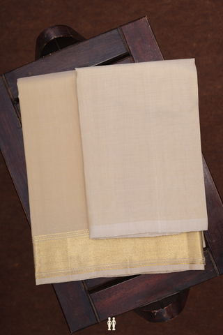 Twill Weave Border Brown Silk Dhoti With Shirt Material