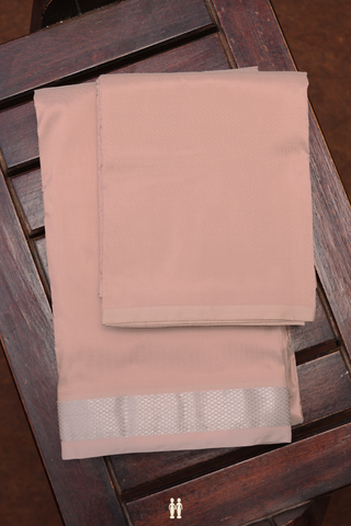 Zari Border Dusty Peach Silk Dhoti With Shirt Material