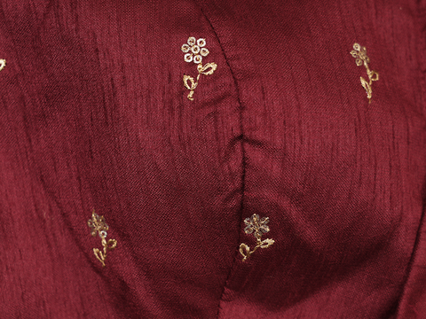 Floral Buttis Maroon Semi Banaras Readymade Padded Blouse