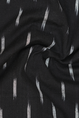 Chinese Collar Stripe Design Black Ikat Cotton Kurta