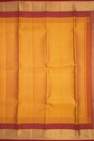 Kanchipuram Silk Saree In Golden Yellow With Contrast Border