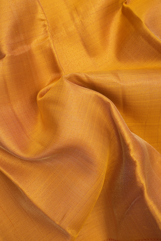 Kanchipuram Silk Saree In Golden Yellow With Contrast Border