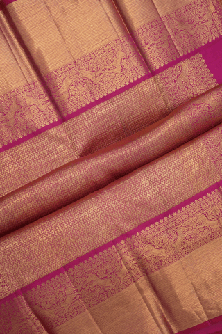 Diagonal Design Yellow Kanchipuram Silk Saree