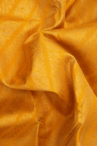 Diagonal Design Yellow Kanchipuram Silk Saree