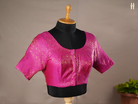 Diamond Design Magenta Semi Banarasi Silk Readymade Blouse