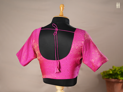 Diamond Design Magenta Semi Banarasi Silk Readymade Blouse