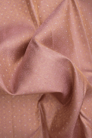 Diamond With Floral Design Dusty Pink Kanchipuram Silk Saree