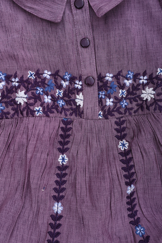 Embroidered Design Dusty Purple Cotton Frock