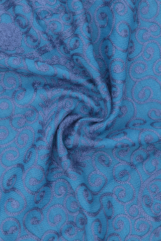 Embroidered Design Sky Blue Woolen Shawl