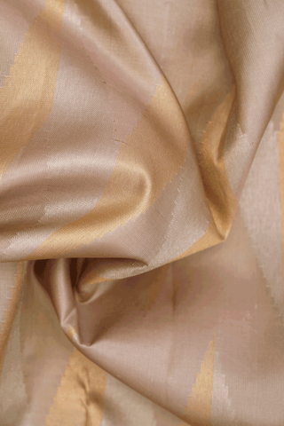 Fancy Chevron Design Ivory Cream Kanchipuram Silk Saree