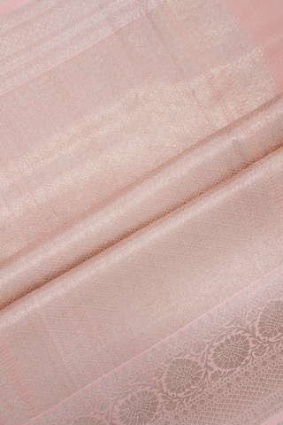 Floral Digital Printed Baby Pink Tussar Silk Saree