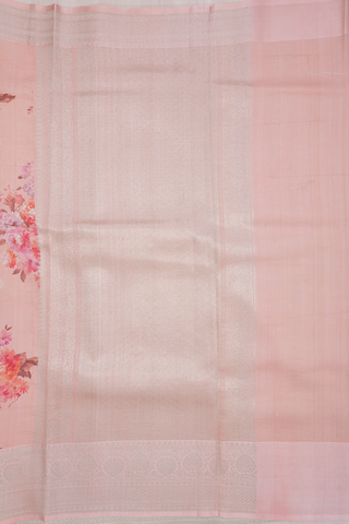 Floral Digital Printed Baby Pink Tussar Silk Saree