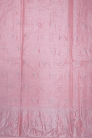 Floral Embroidered Buttas Pastel Pink Tussar Silk Saree