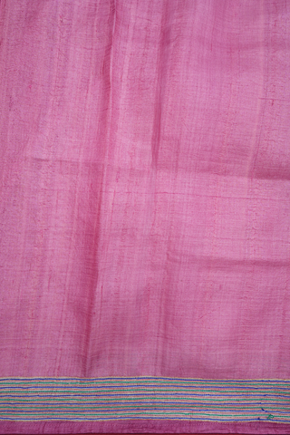 Floral Embroidered Design Pink Tussar Silk Saree