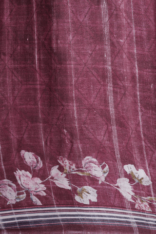 Floral Embroidered Motifs Dark Maroon Tussar Silk Saree