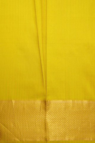 Floral Hand Painted Design Yellow Kanchipuram Silk Saree