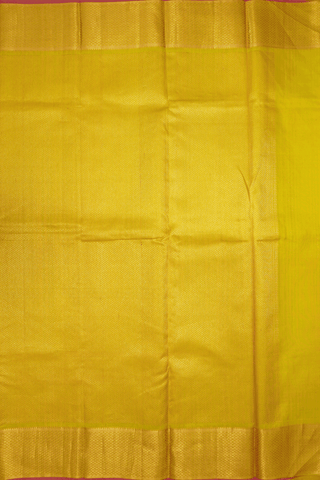 Floral Hand Painted Design Yellow Kanchipuram Silk Saree