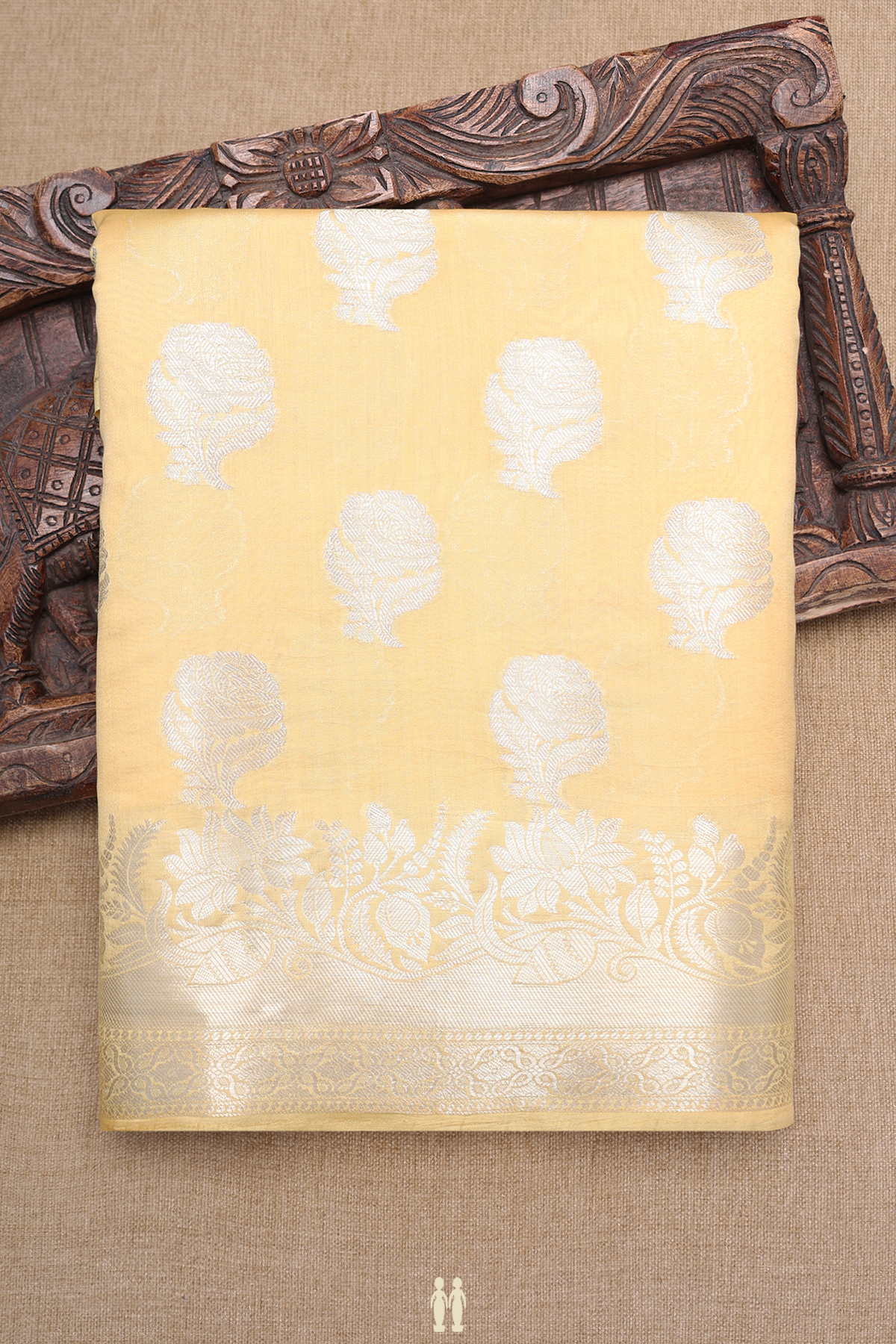 Floral Motifs Mellow Yellow Banarasi Silk Saree